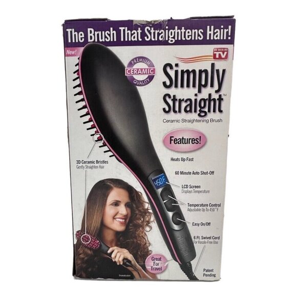 Simply Straight Ceramic Straightening Brush AS SEEN ON TV! BRAND NEW! - Picture 2 of 2